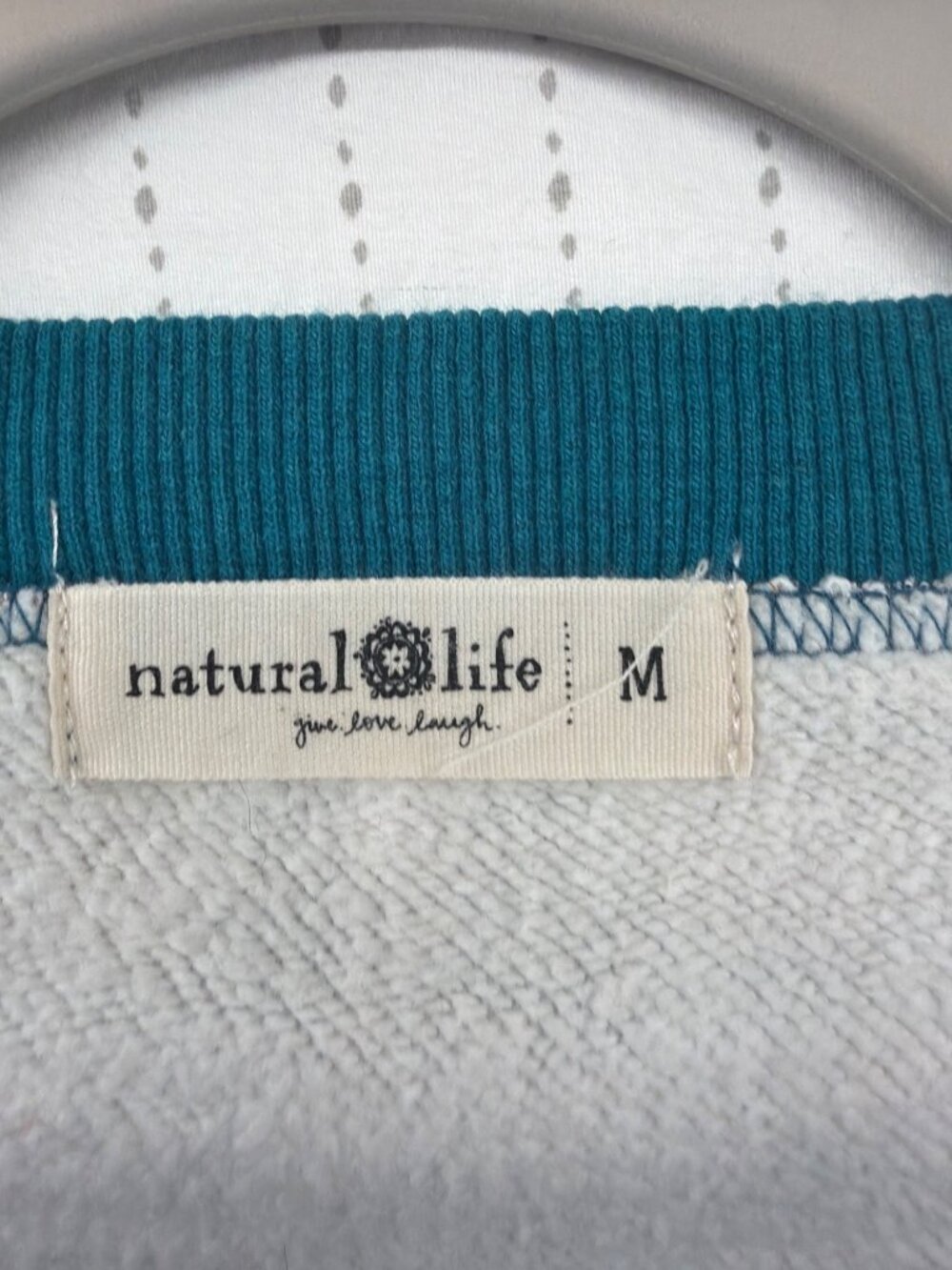 Natural Life Womens Sweatshirt Sz M Teal Floral Selah Boxy Cropped CrewNeck Boho - Picture 3 of 9